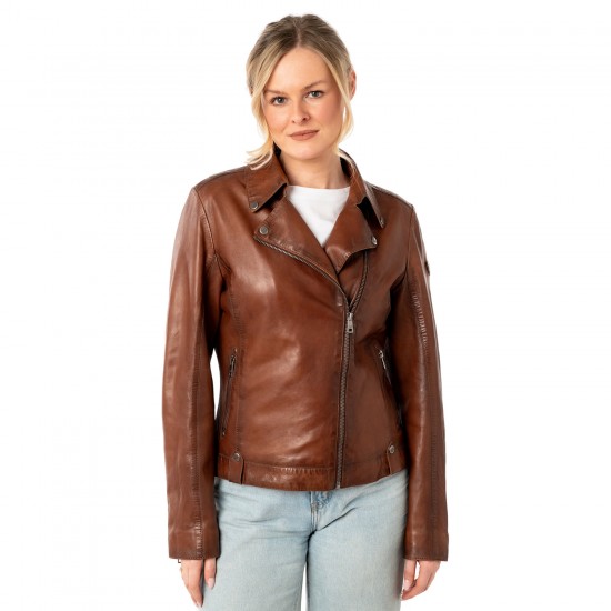 Kurtka skórzana damska Mauritius Ciemny koniak MWFarah