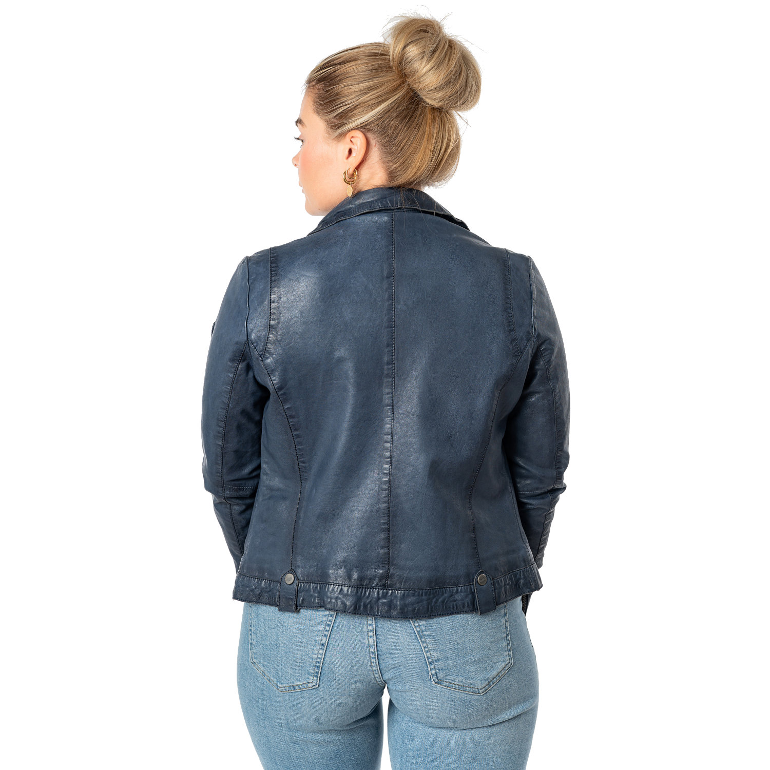 Kurtka skórzana damska Mauritius niebieska MWFarah – Kurtki skórzane