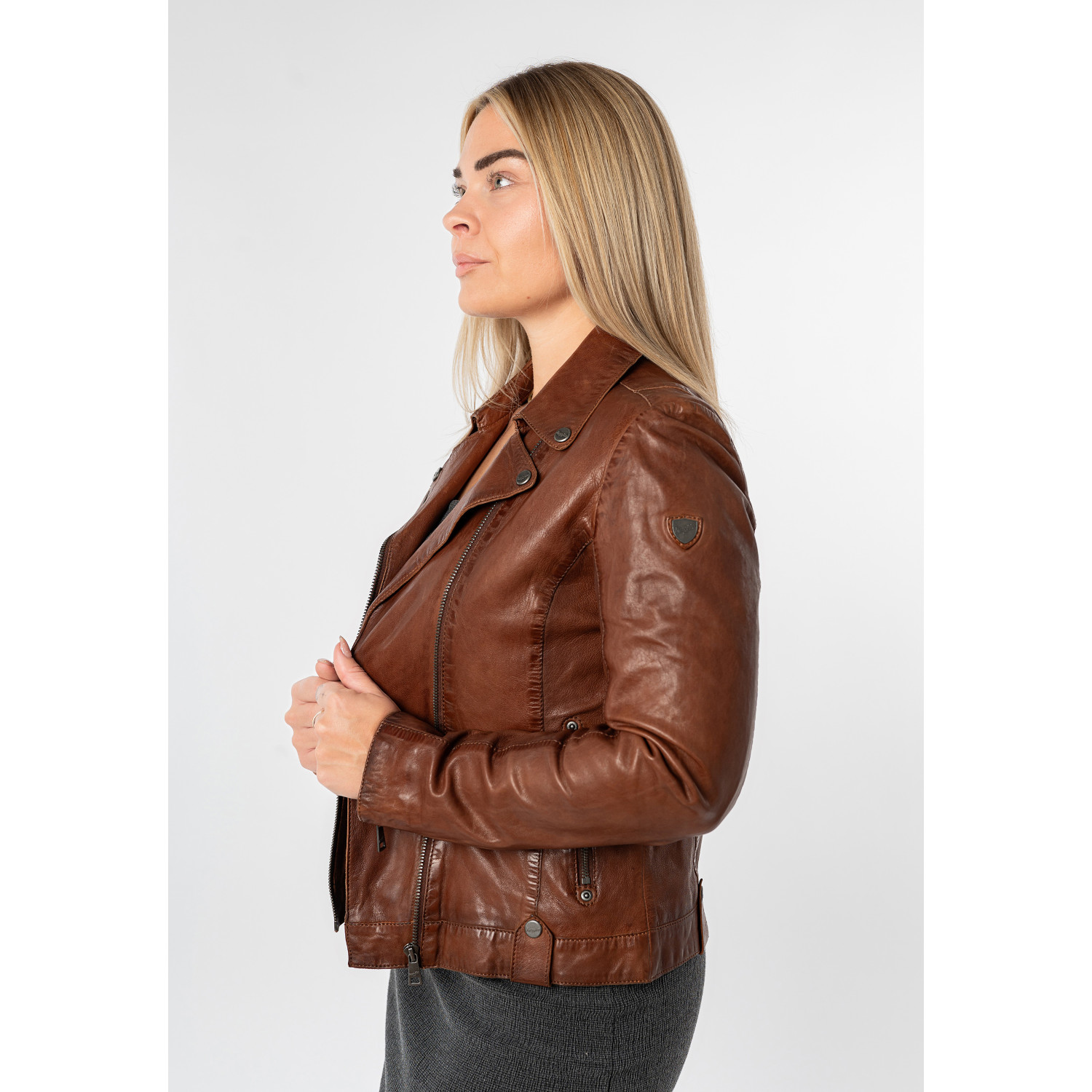 Kurtka skórzana damska Mauritius Cognac MWFarah – Kurtki skórzane