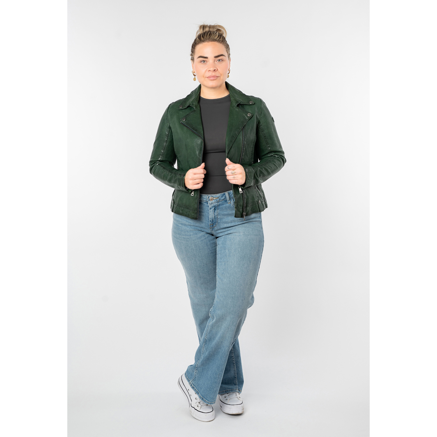 Kurtka skórzana damska Mauritius zielona MWFarah – Kurtki skórzane