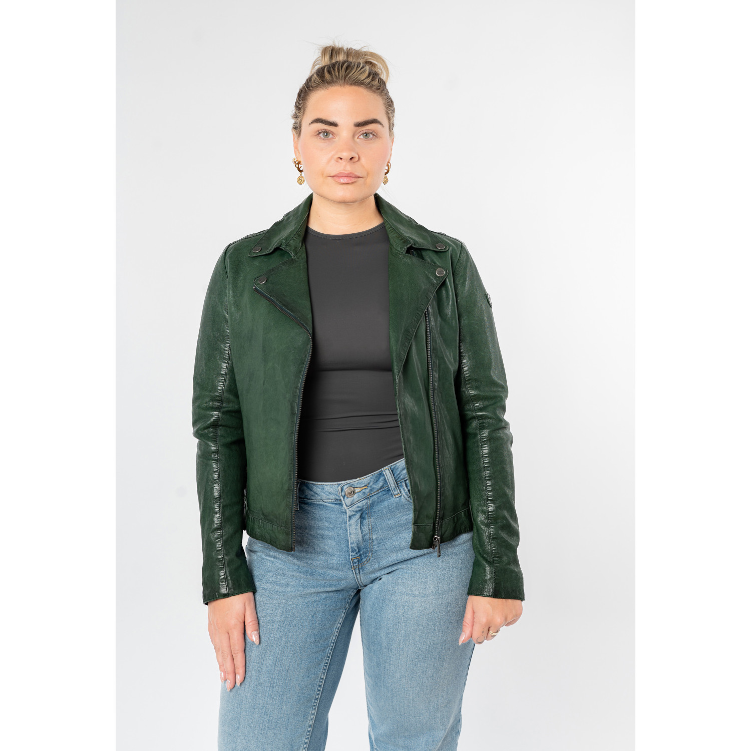 Kurtka skórzana damska Mauritius zielona MWFarah – Kurtki skórzane