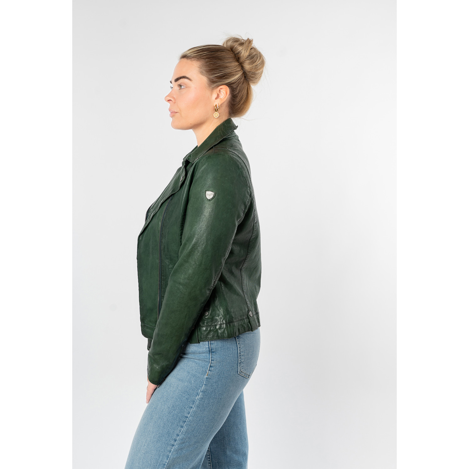 Kurtka skórzana damska Mauritius zielona MWFarah – Kurtki skórzane