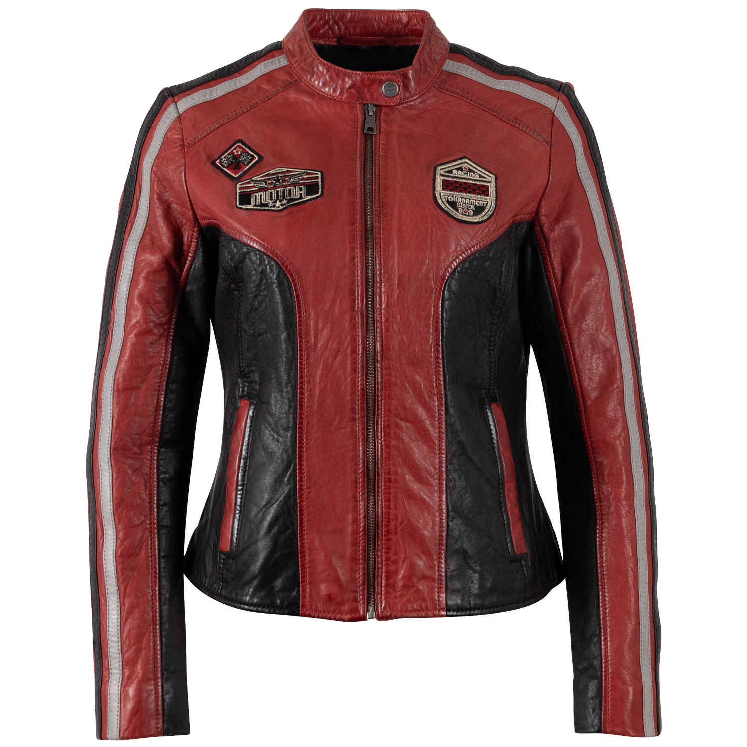 Kurtka skórzana damska Mauritius czerwona MWFastyness – Kurtki skórzane