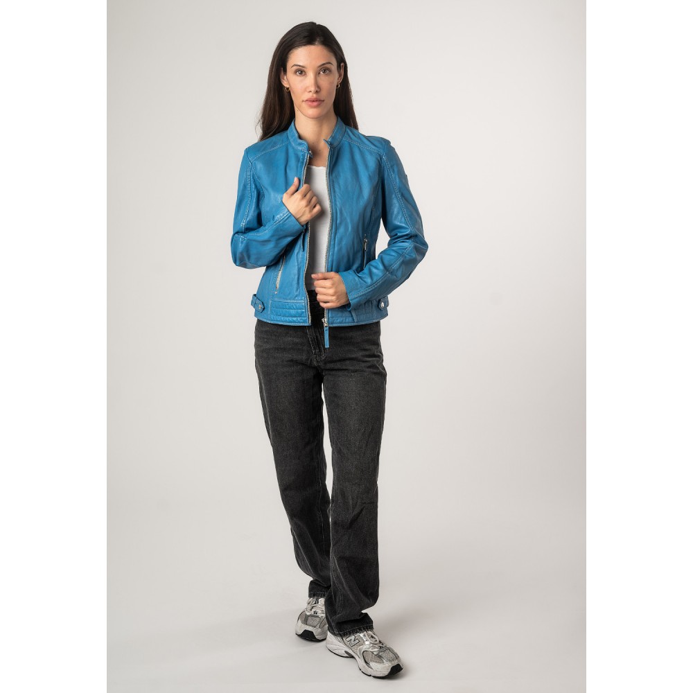 Kurtka skórzana damska Mauritius niebieska MWFilla - readytowear