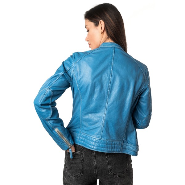 Kurtka skórzana damska Mauritius niebieska MWFilla