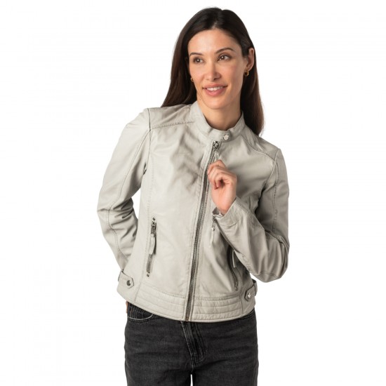 Kurtka skórzana damska Mauritius srebrnoszara MWFilla