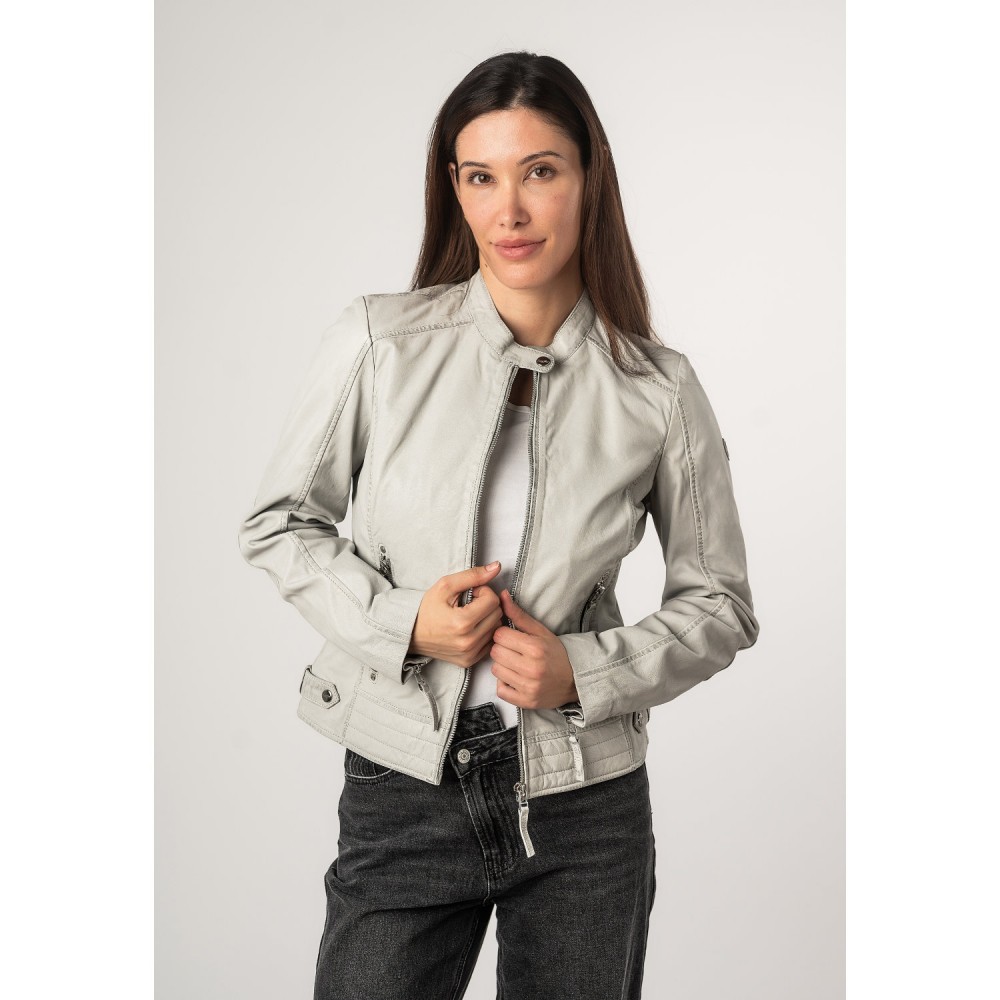 Kurtka skórzana damska Mauritius srebrnoszara MWFilla - readytowear