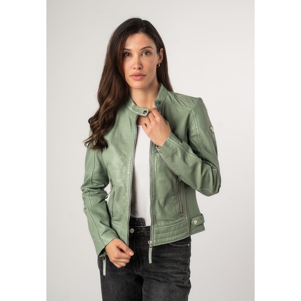 Kurtka skórzana damska Mauritius Miętowa zieleń MWFilla - readytowear