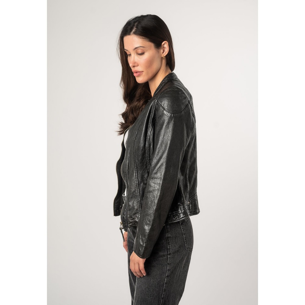 Kurtka skórzana damska Mauritius Czarna MWFjola - readytowear