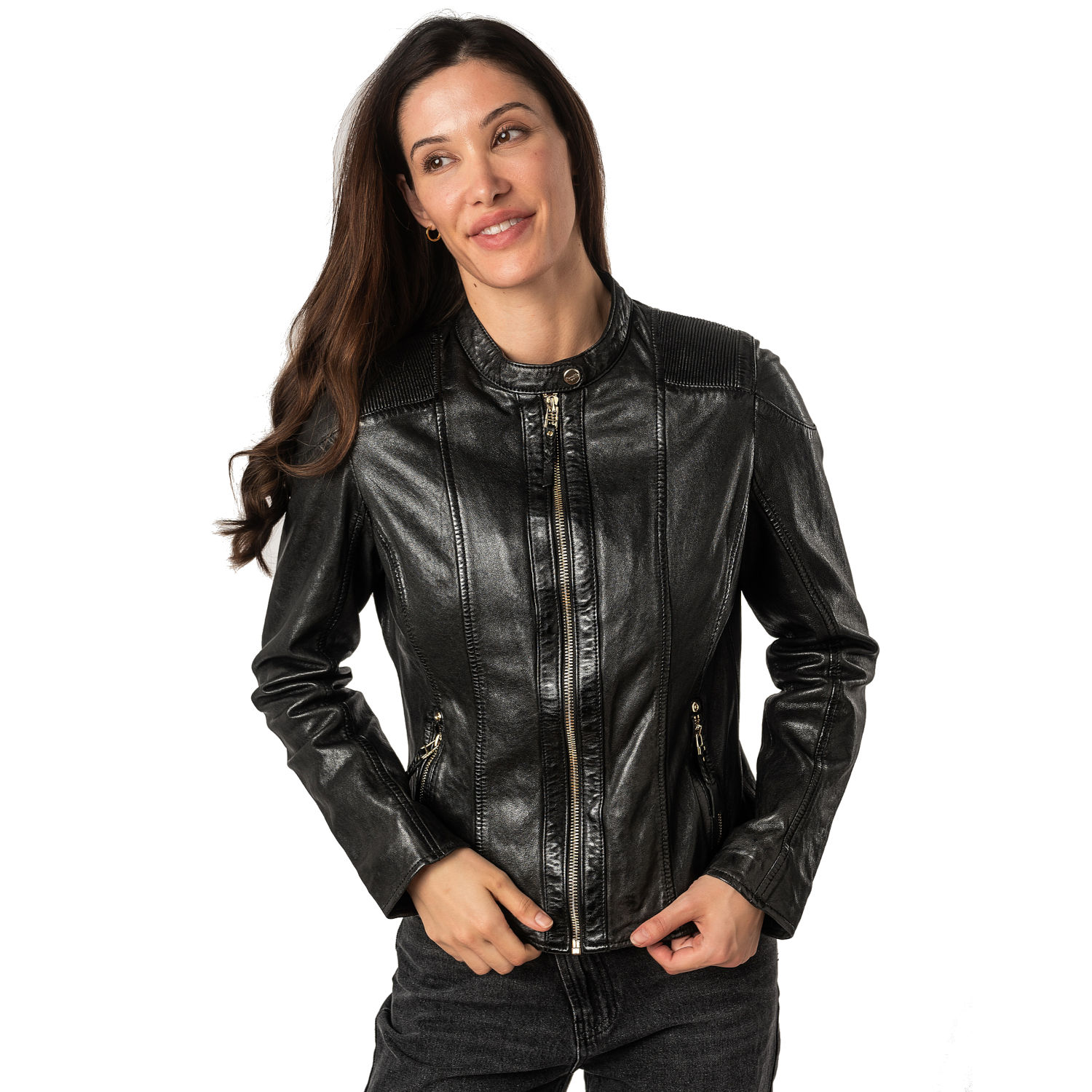 Kurtka skórzana damska Mauritius Czarna MWFjola – Kurtki skórzane