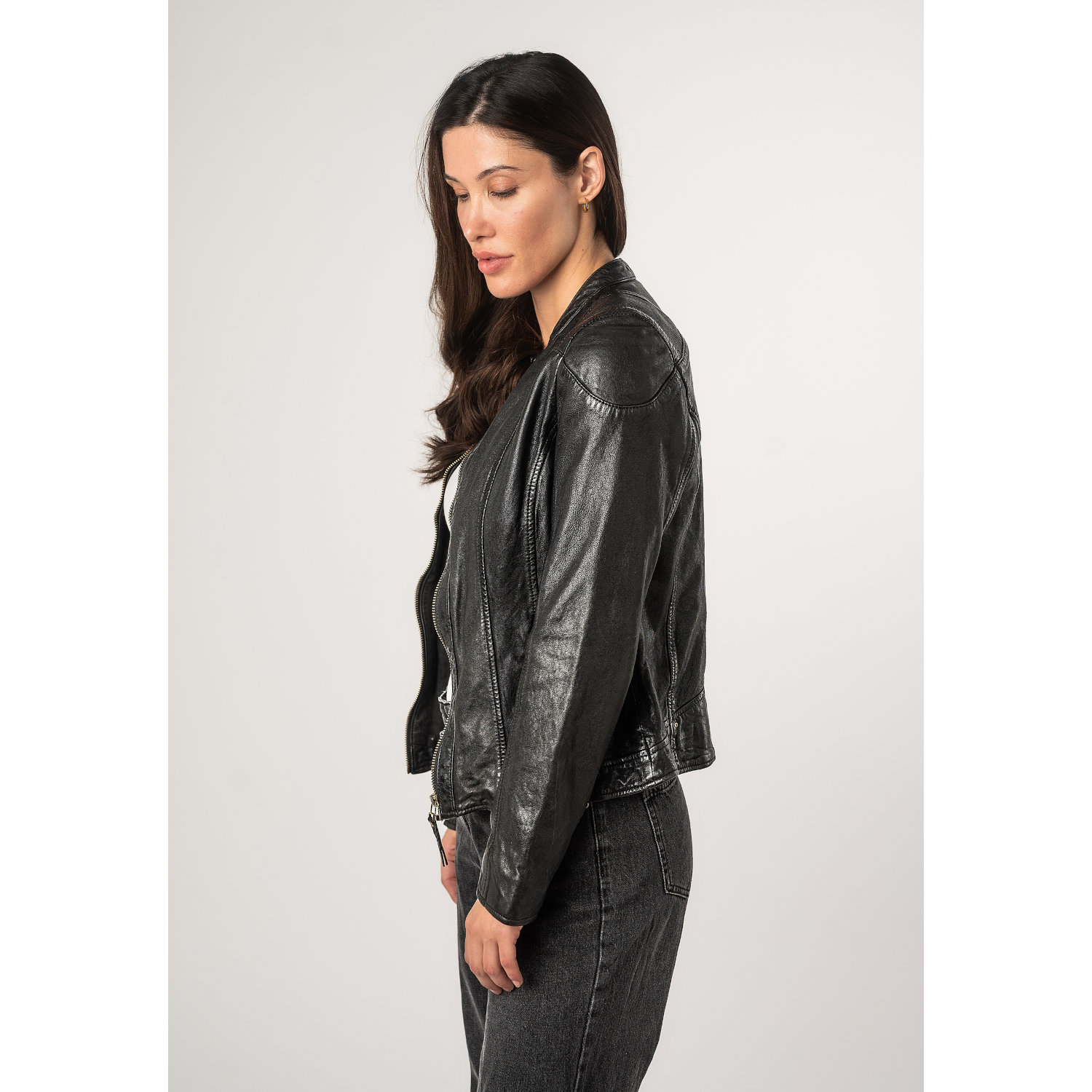 Kurtka skórzana damska Mauritius Czarna MWFjola – Kurtki skórzane