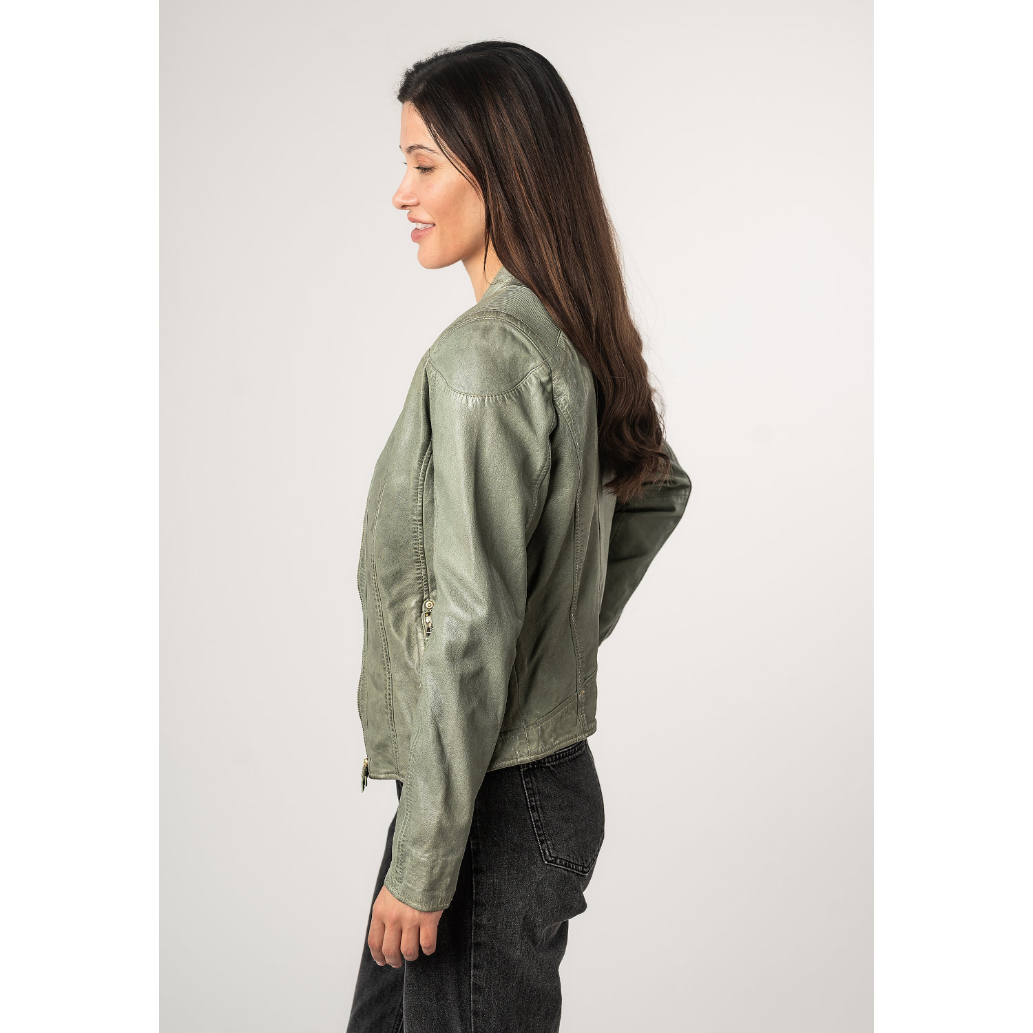 Kurtka skórzana damska Mauritius Mint Green MWFjola – Kurtki skórzane