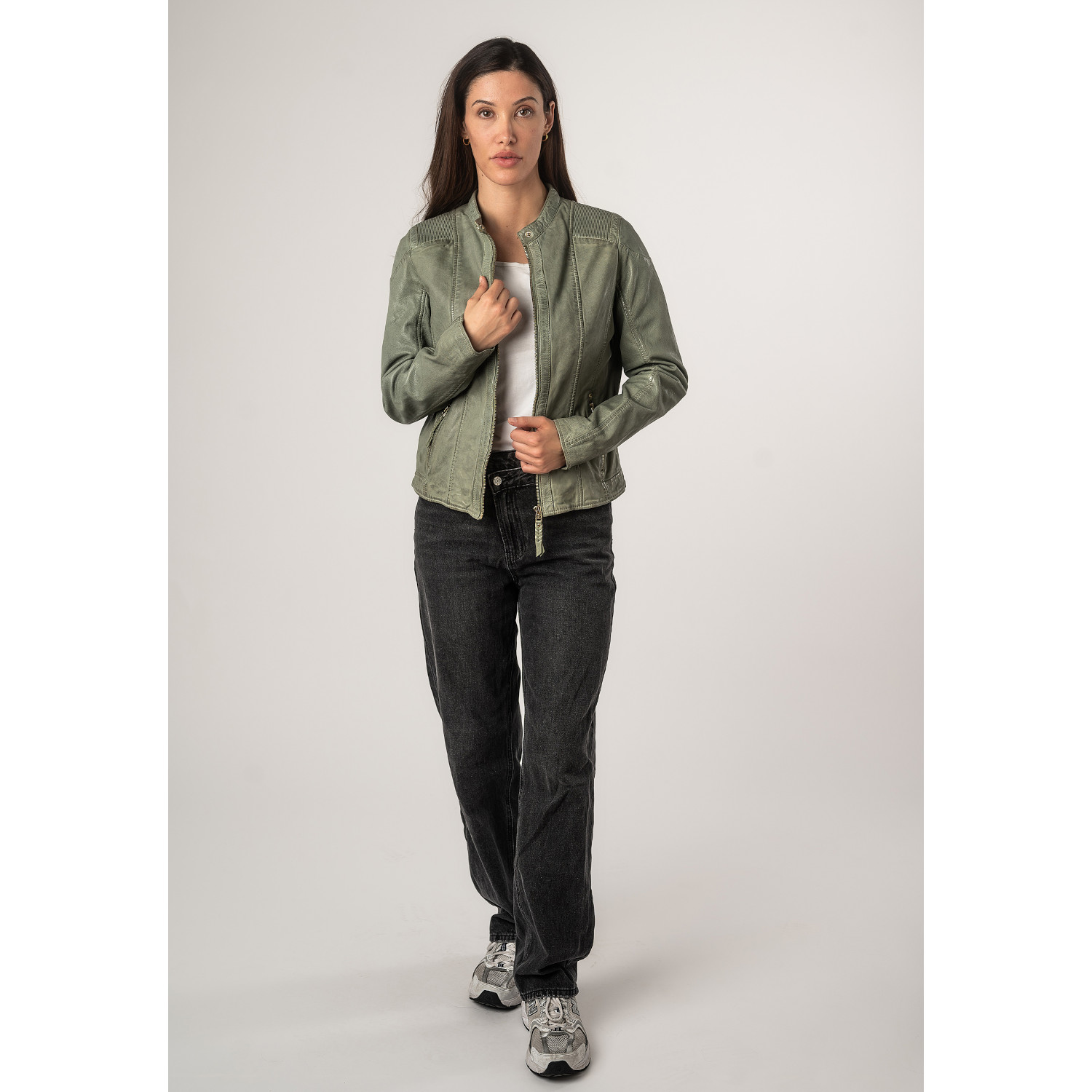 Kurtka skórzana damska Mauritius Mint Green MWFjola – Kurtki skórzane