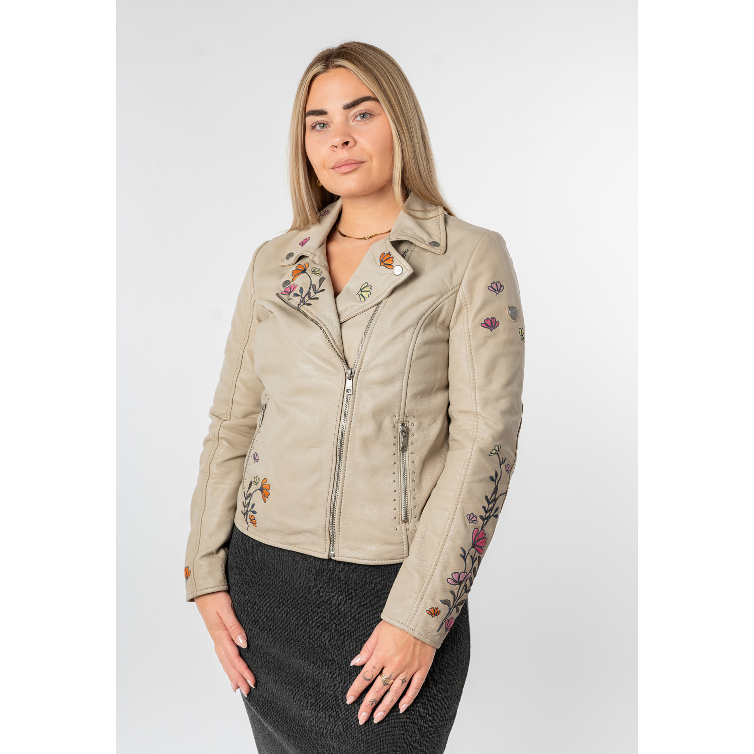 Kurtka skórzana damska Mauritius Dusty White MWFloral