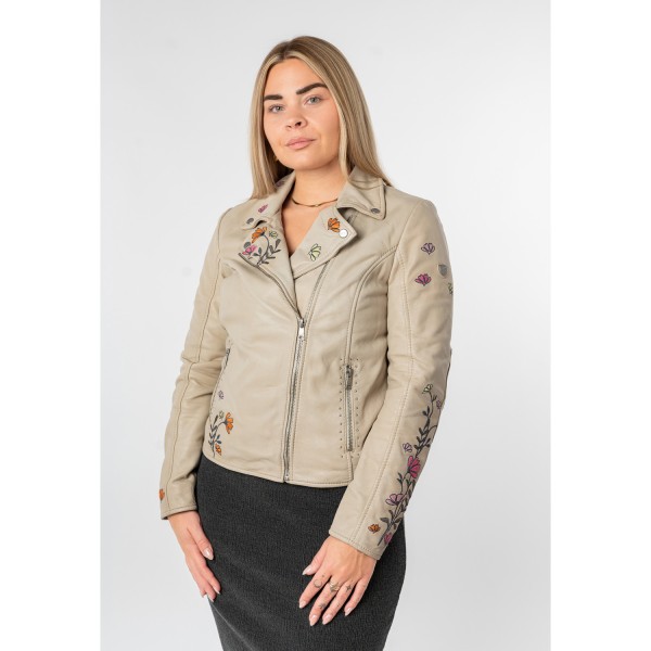 Kurtka skórzana damska Mauritius Dusty White MWFloral — fotografia 7