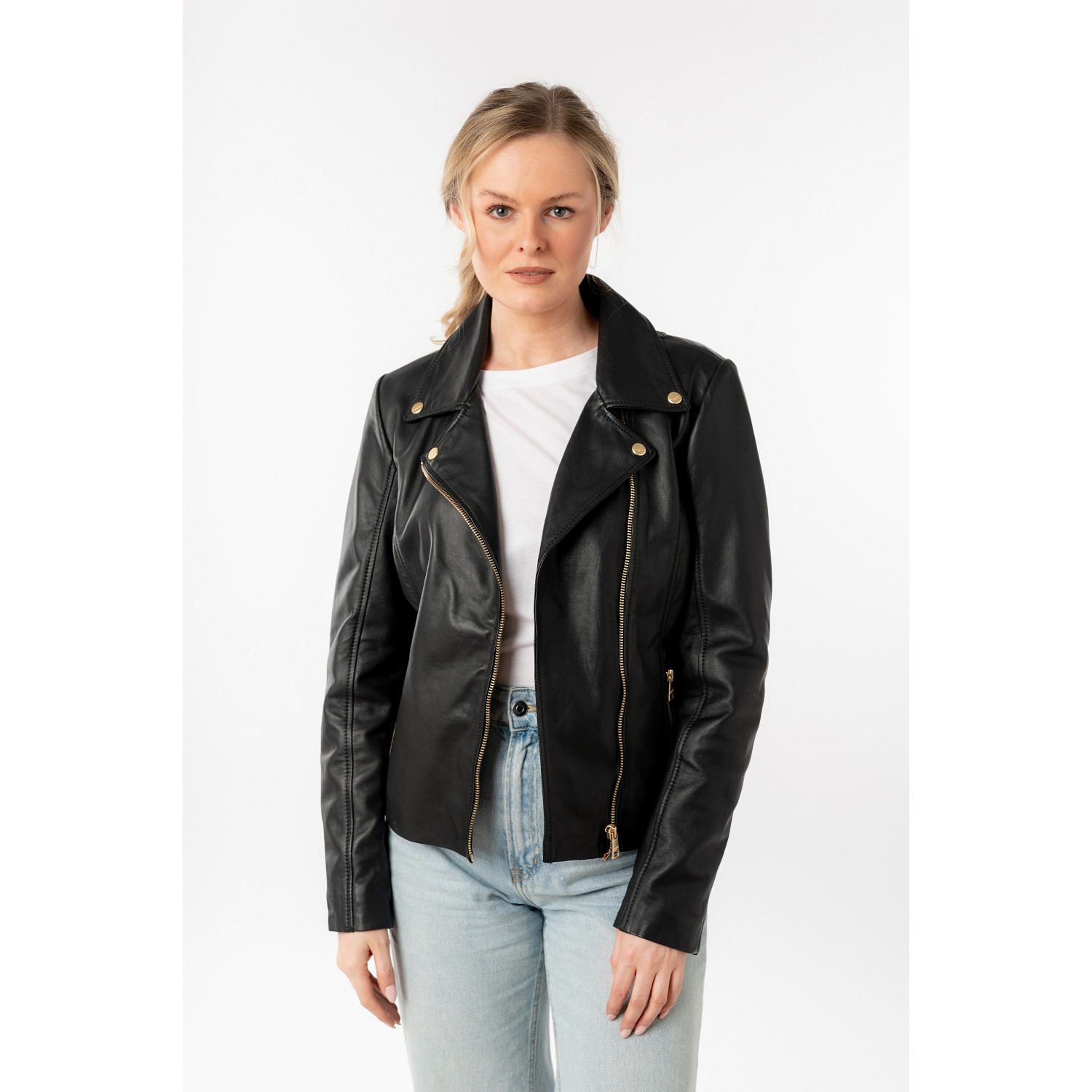 Kurtka skórzana damska Mauritius Czarna MWFylli – Kurtki skórzane