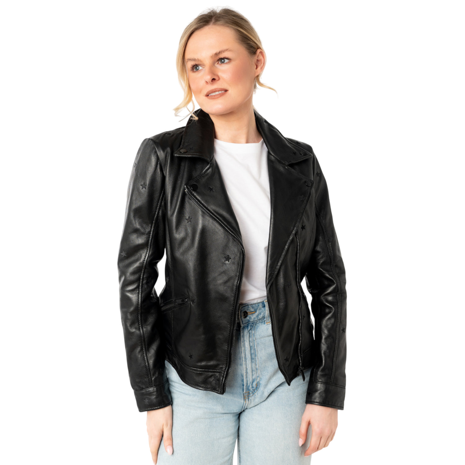 Kurtka skórzana damska Mauritius Czarna MWHoshie – Kurtki skórzane