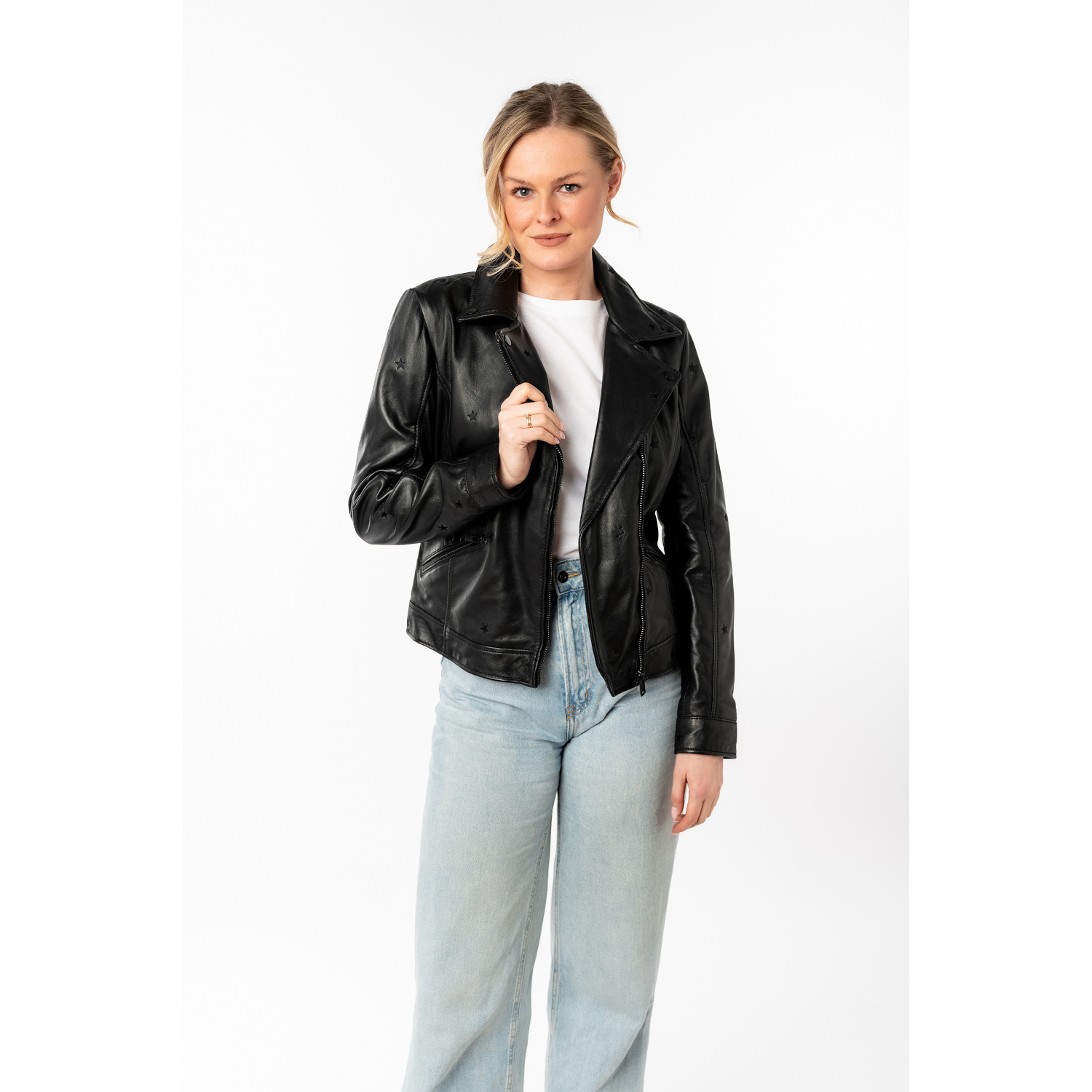 Kurtka skórzana damska Mauritius Czarna MWHoshie – Kurtki skórzane