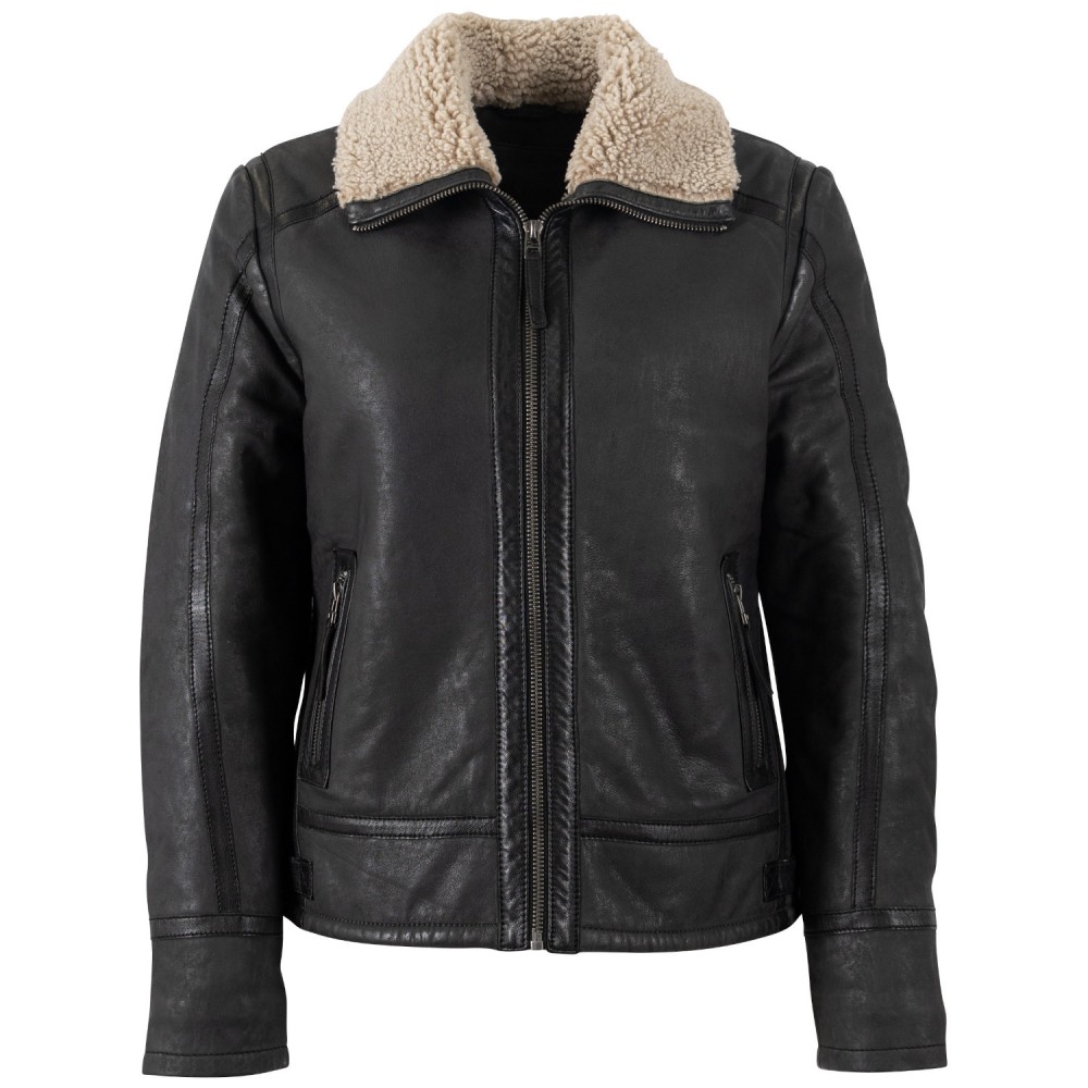 Damski skórzany płaszcz Mauritius antracytowy MWIske - readytowear