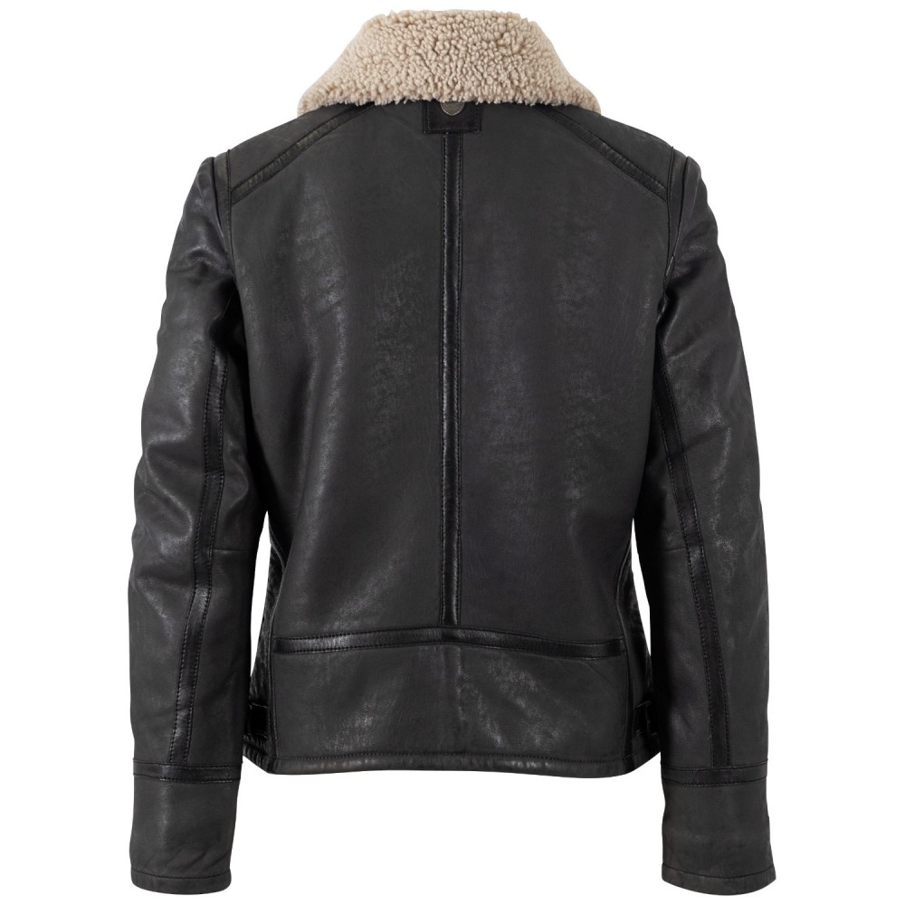 Damski skórzany płaszcz Mauritius antracytowy MWIske - readytowear