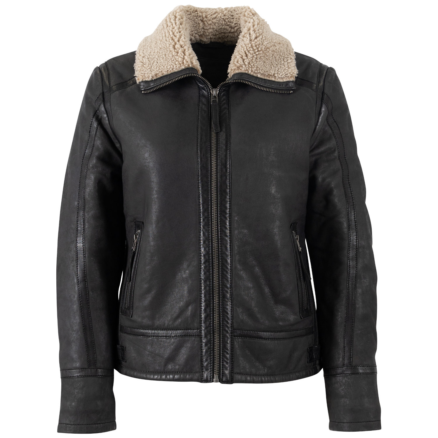 Damski skórzany płaszcz Mauritius antracytowy MWIske – Kurtki zimowe