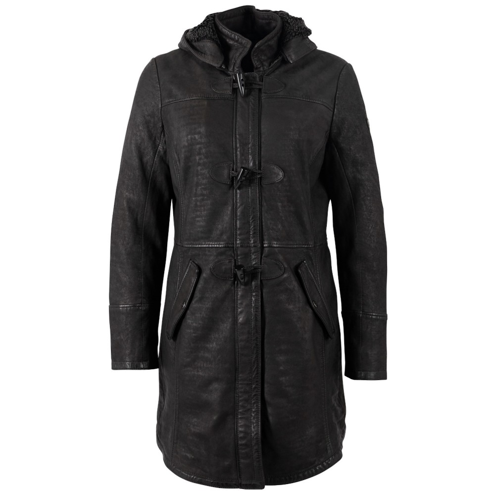 Długa skórzana kurtka damska Mauritius Ciemny antracyt MWKace - readytowear