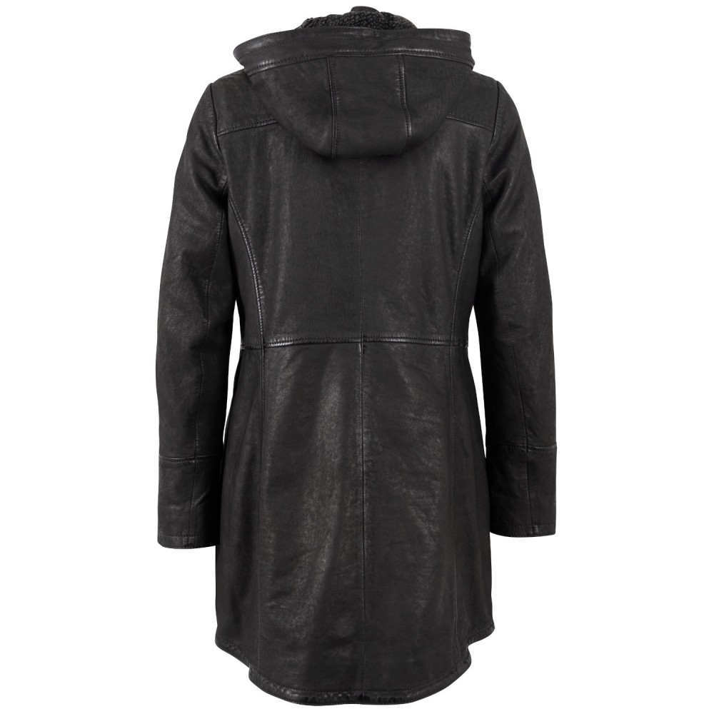 Długa skórzana kurtka damska Mauritius Ciemny antracyt MWKace - readytowear