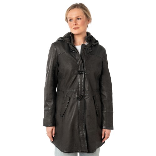 Długa skórzana kurtka damska Mauritius Ciemny antracyt MWKace