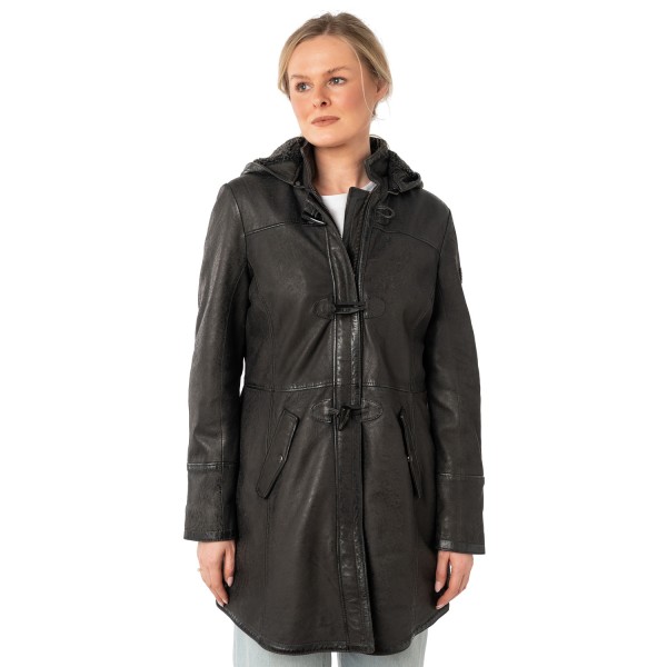 Długa skórzana kurtka damska Mauritius Ciemny antracyt MWKace