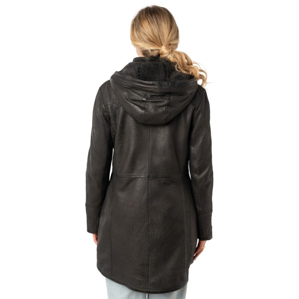 Długa skórzana kurtka damska Mauritius Ciemny antracyt MWKace