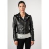 Damska krótka skórzana kurtka Mauritius Czarna MWKajah - readytowear
