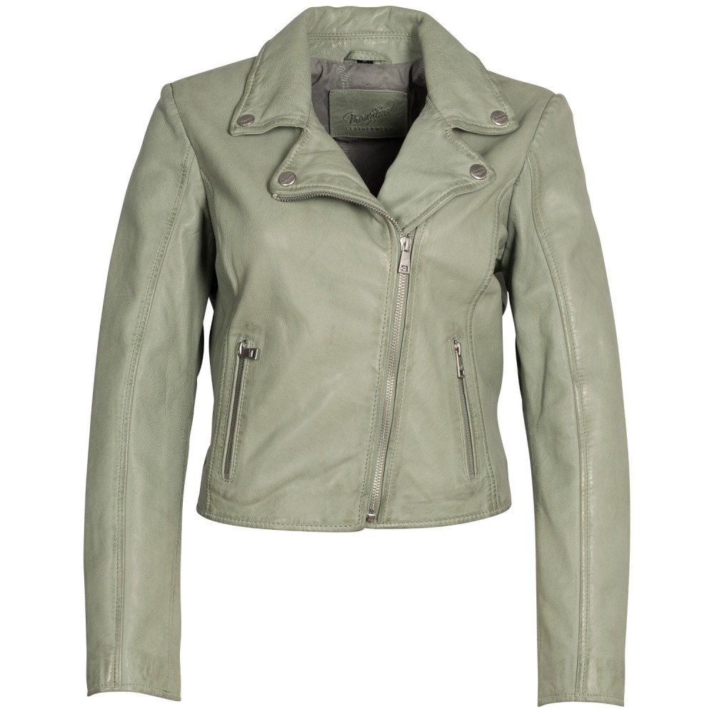 Krótka skórzana kurtka damska Mauritius Miętowa zieleń MWKajah - readytowear