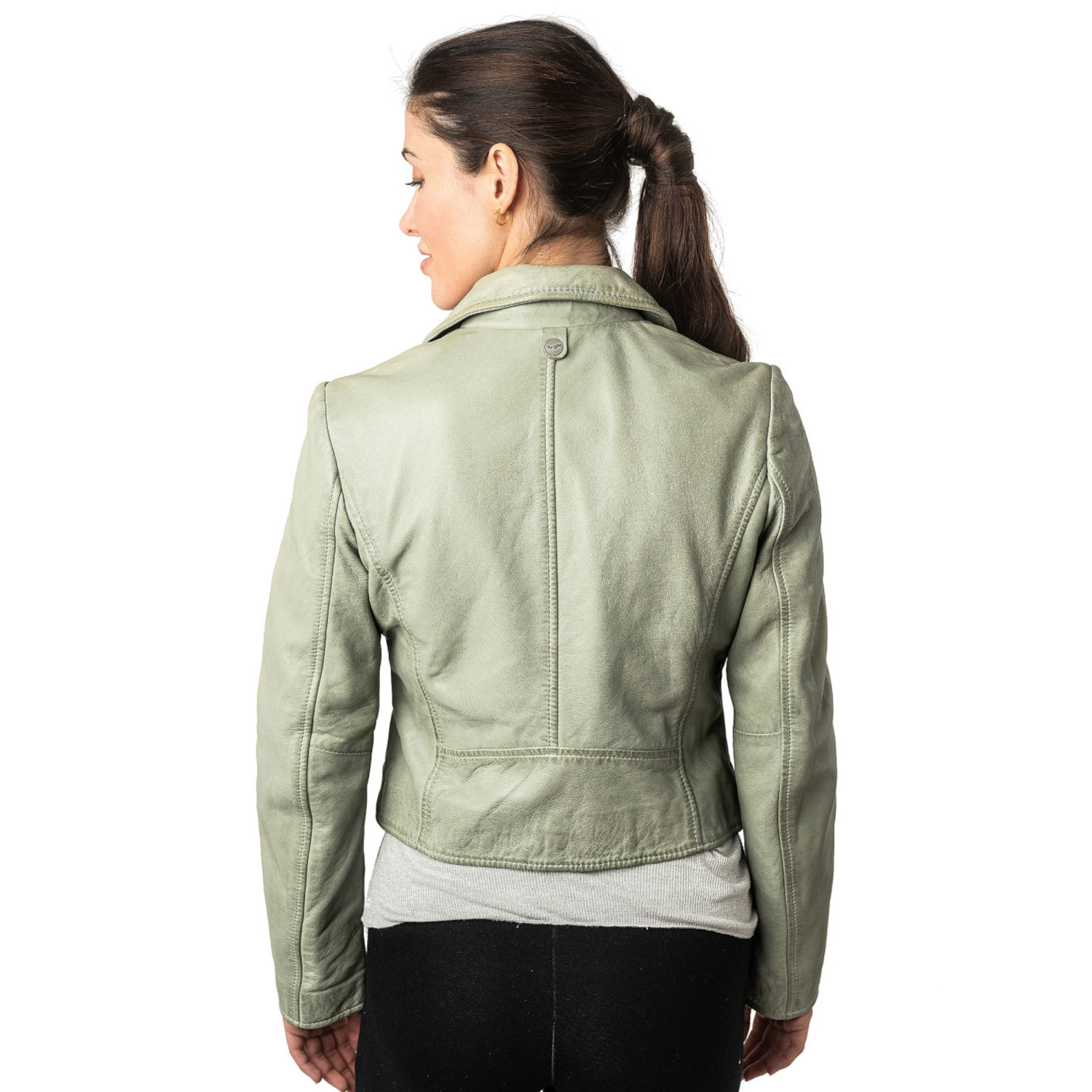 Krótka skórzana kurtka damska Mauritius Miętowa zieleń MWKajah – Kurtki skórzane