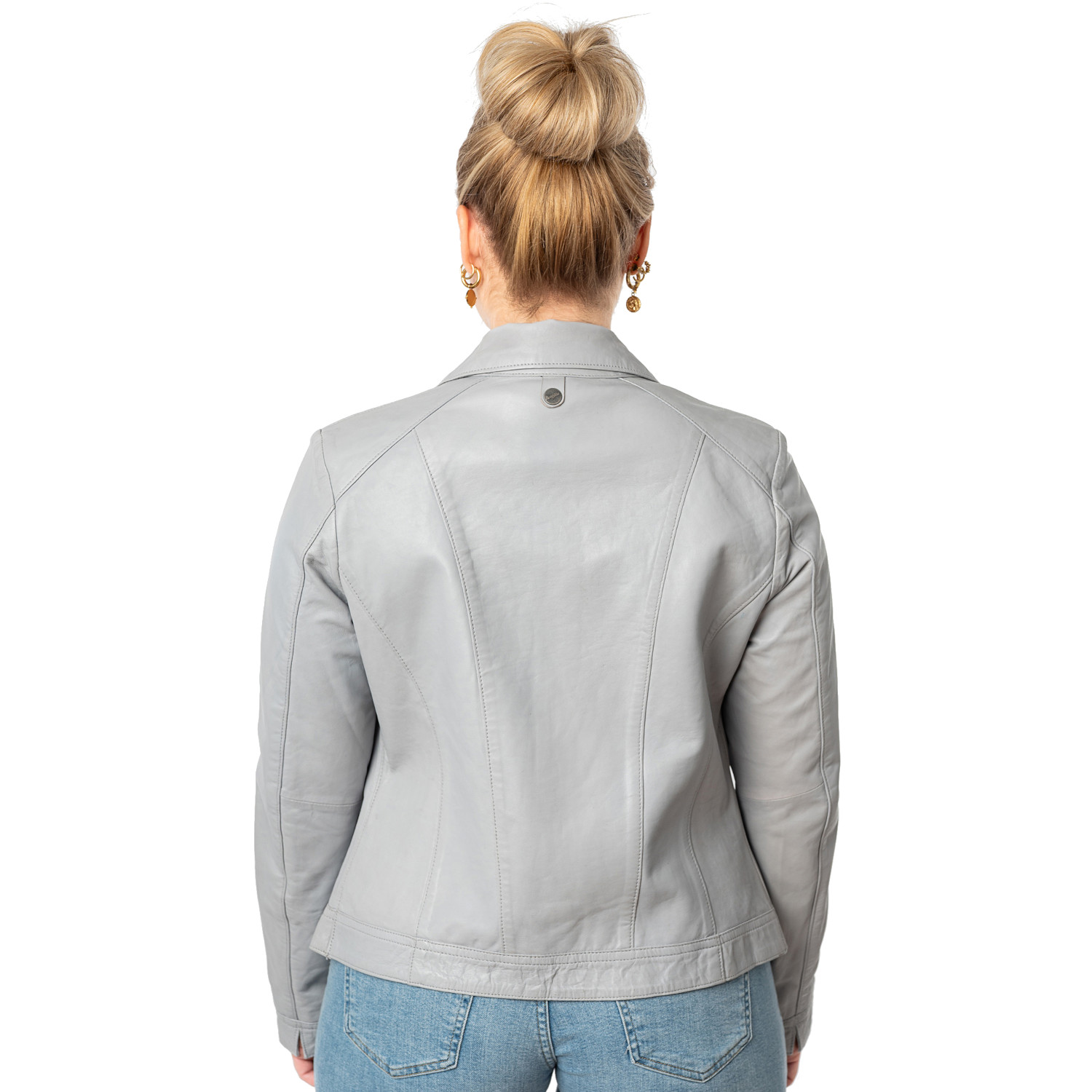 Kurtka skórzana damska Mauritius jasnoniebieska MWKaroh – Kurtki skórzane