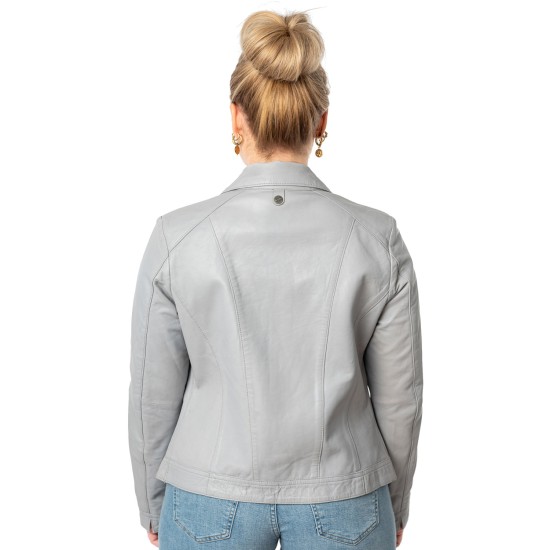 Kurtka skórzana damska Mauritius jasnoniebieska MWKaroh