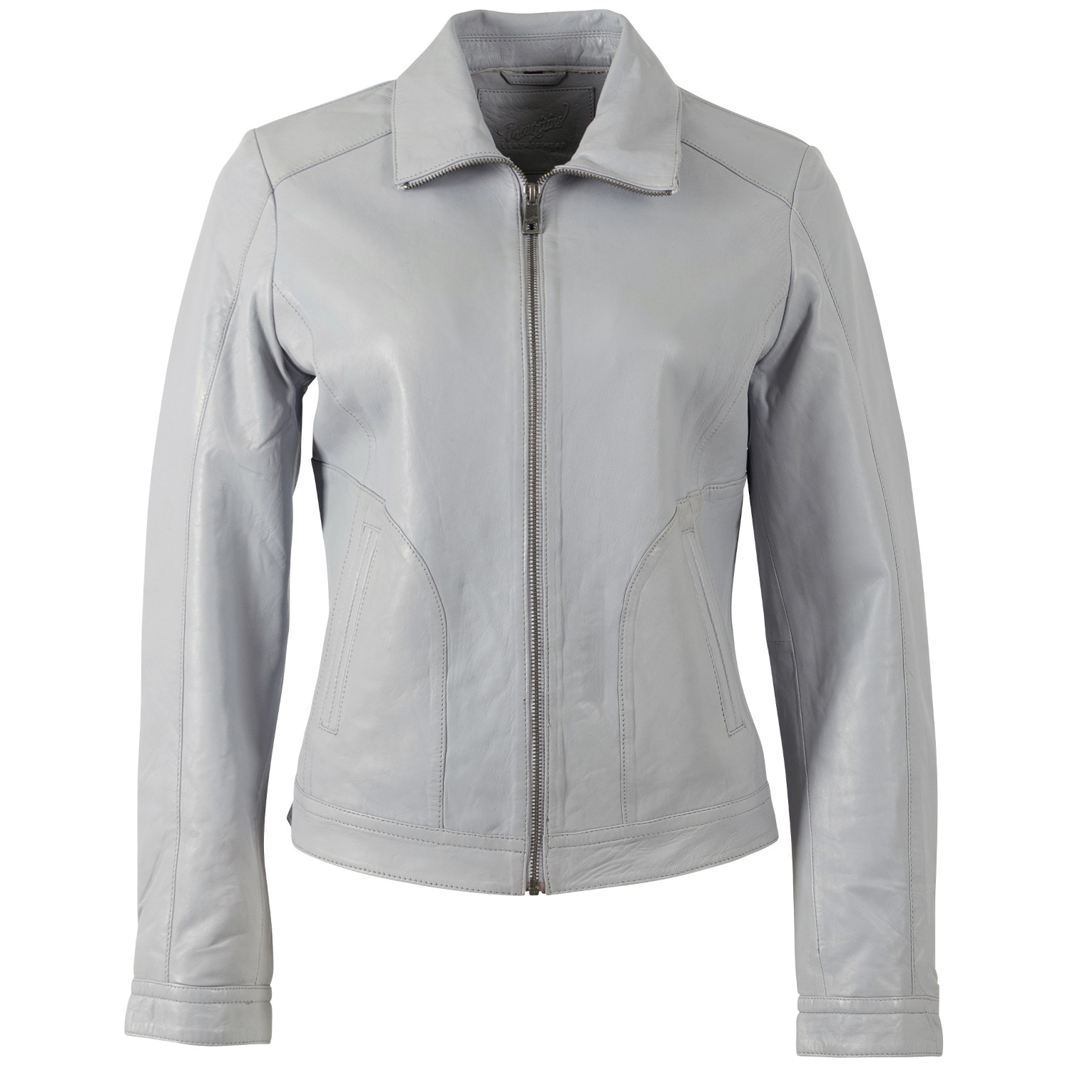 Kurtka skórzana damska Mauritius jasnoniebieska MWKaroh – Kurtki skórzane