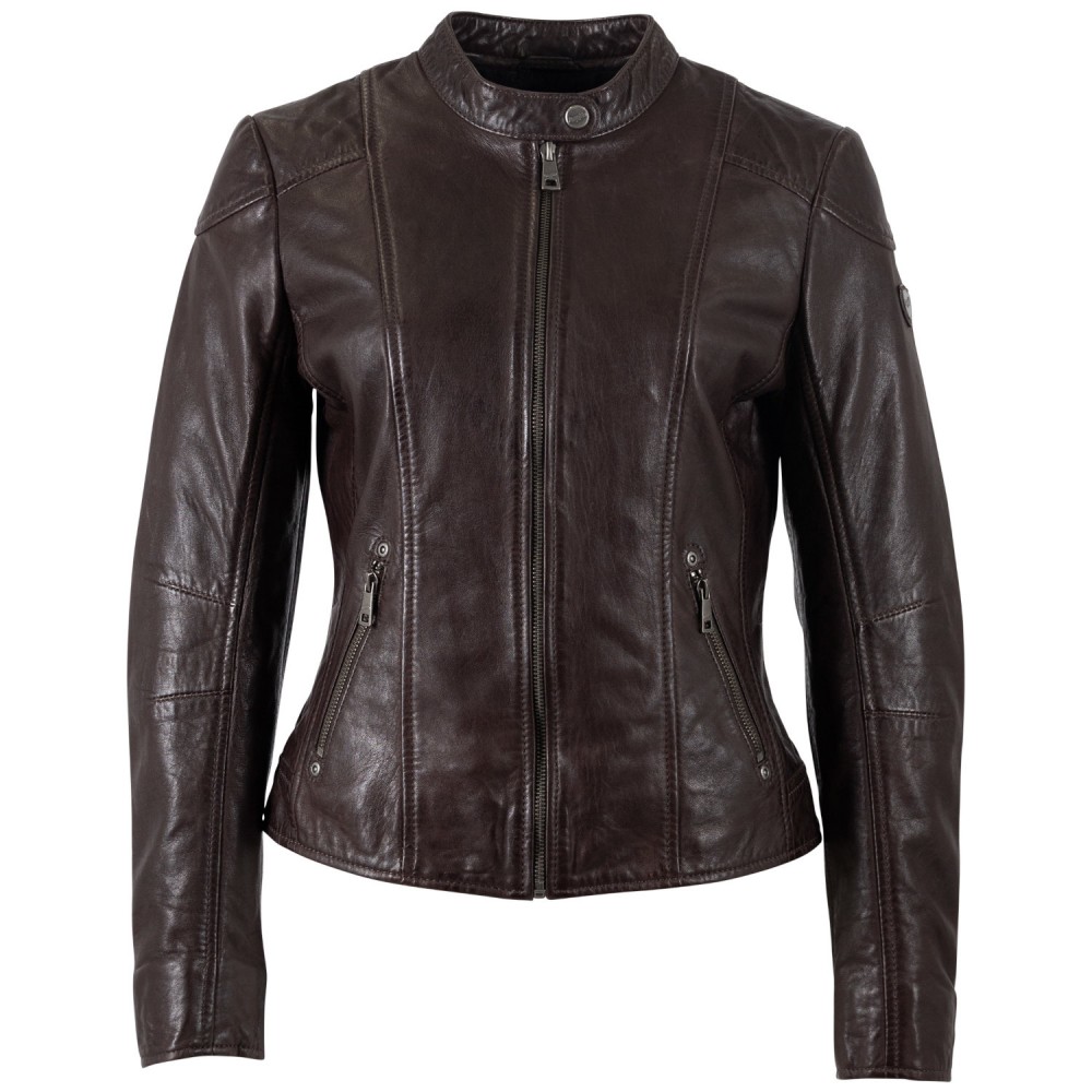 Kurtka skórzana damska Mauritius Ciemnobrązowa MWKeili - readytowear