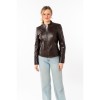 Kurtka skórzana damska Mauritius Ciemnobrązowa MWKeili – Kurtki skórzane