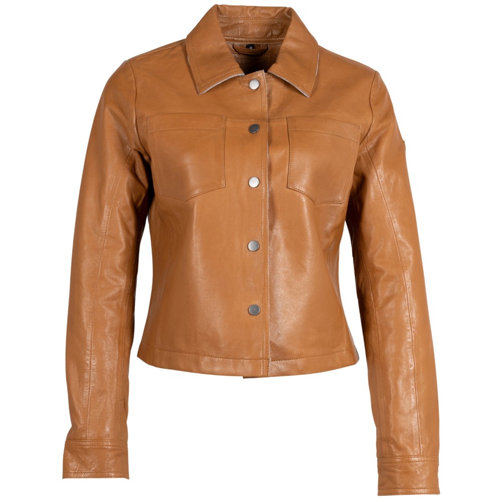 Damska krótka skórzana kurtka Mauritius Camel MWLefei - readytowear