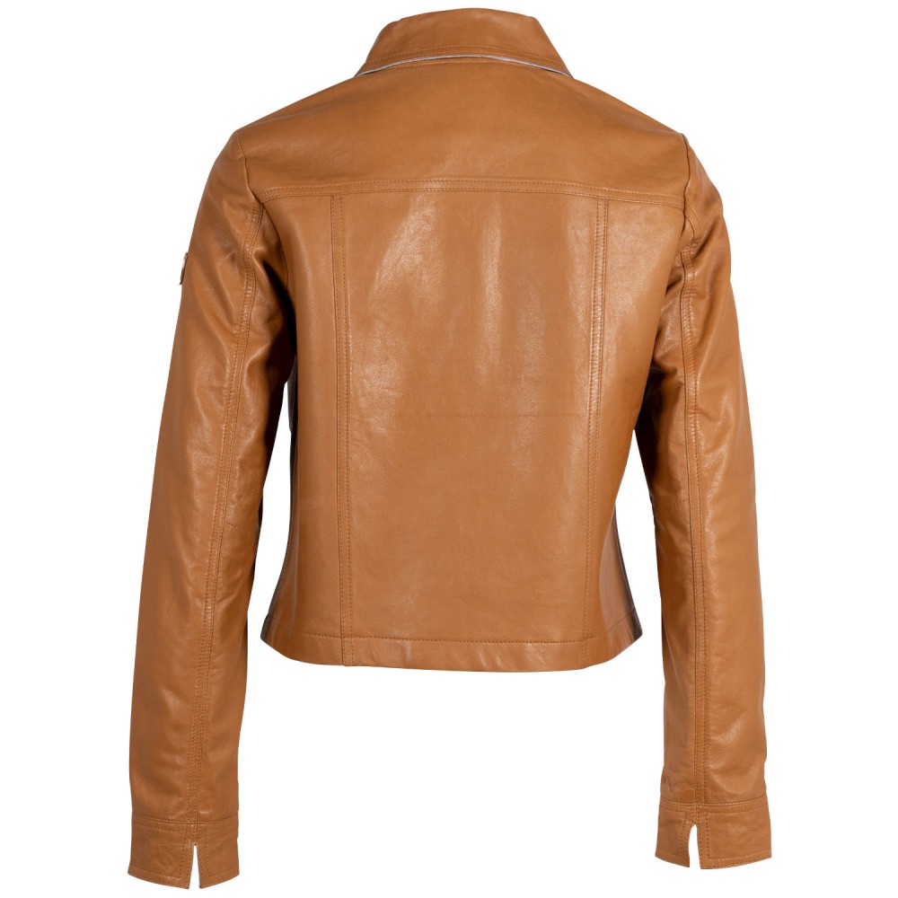 Damska krótka skórzana kurtka Mauritius Camel MWLefei - readytowear