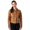 Damska krótka skórzana kurtka Mauritius Camel MWLefei - readytowear