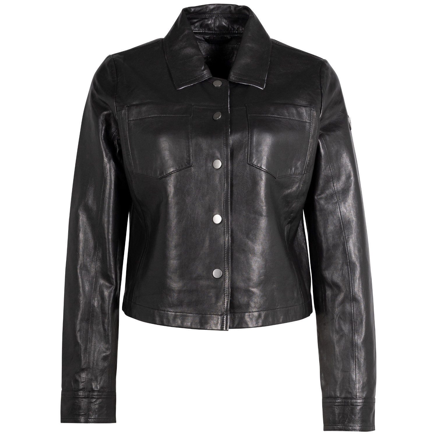 Damska krótka skórzana kurtka Mauritius Czarna MWLefei – Kurtki skórzane