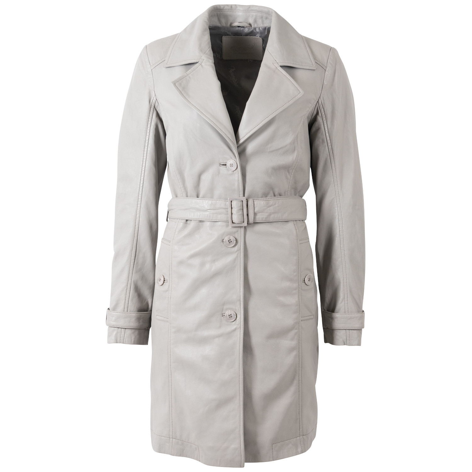 Długa skórzana kurtka damska Mauritius Srebrnoszara MWLeoniz