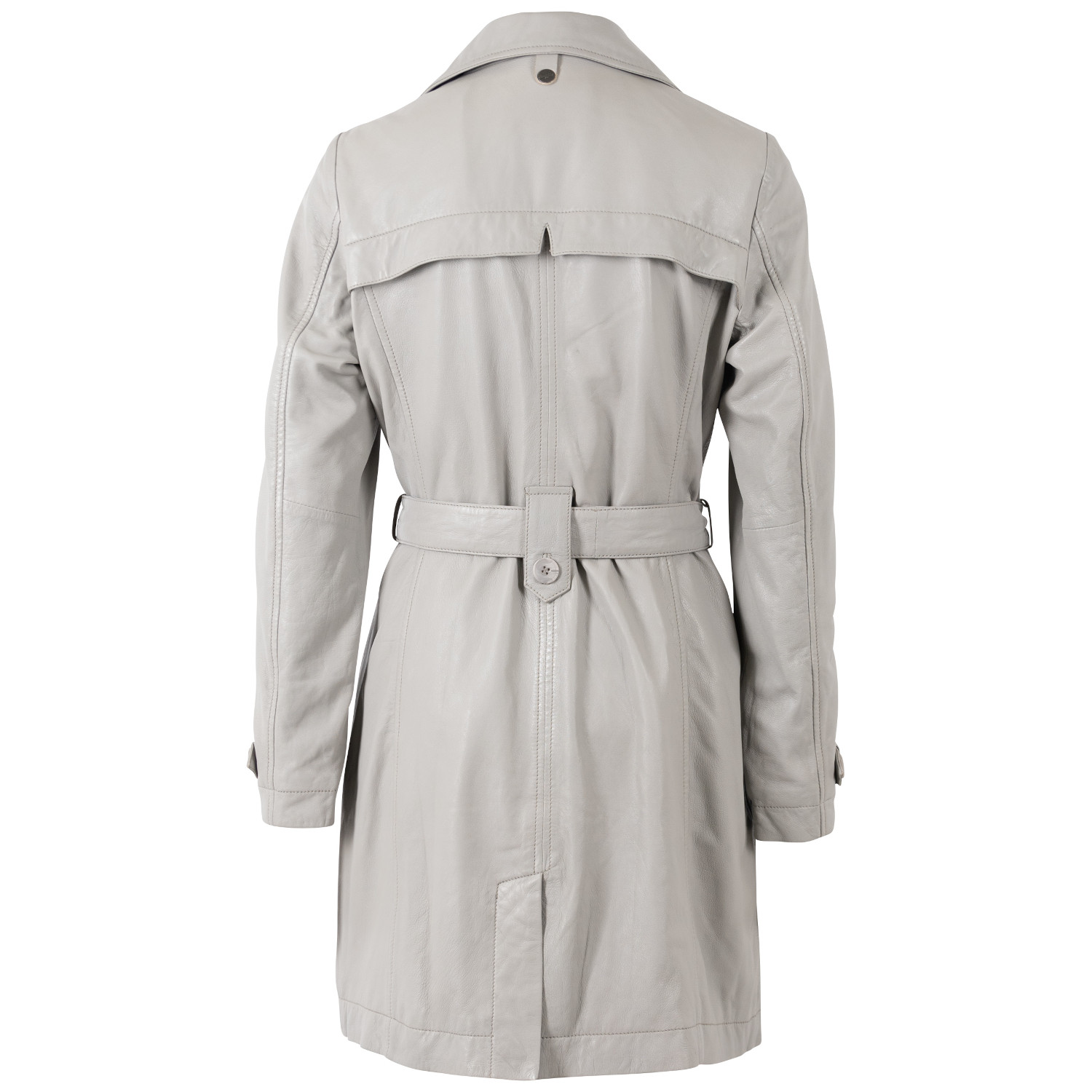 Długa skórzana kurtka damska Mauritius Srebrnoszara MWLeoniz