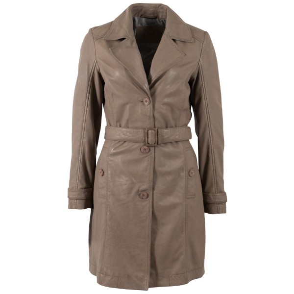 Długa skórzana kurtka damska Mauritius Brązowa MWLeoniz