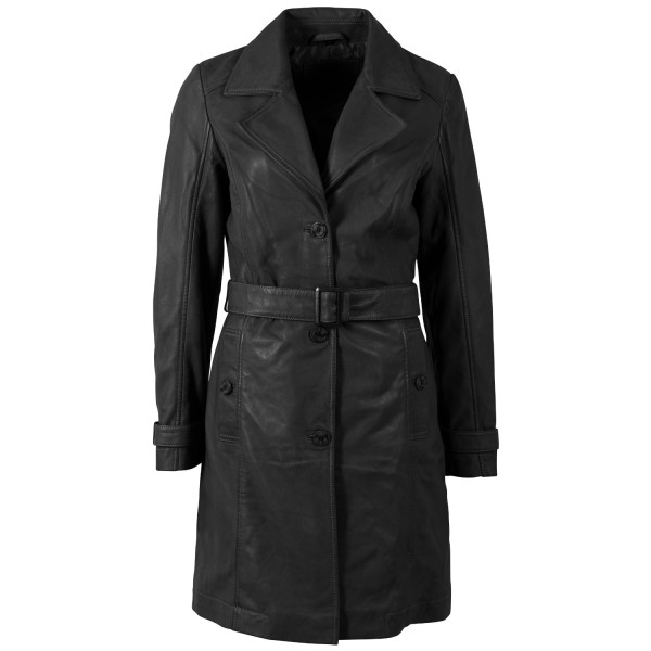 Długa skórzana kurtka damska Mauritius Czarna MWLeoniz