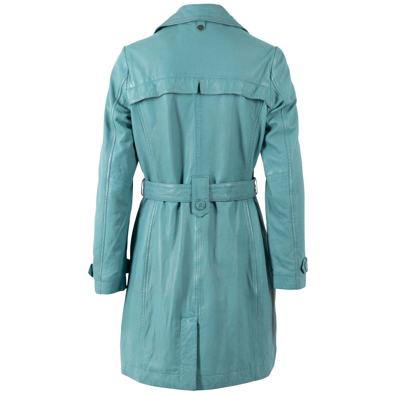 Długa skórzana kurtka damska Mauritius Jasnoturkusowa MWLeoniz