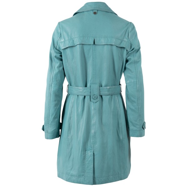 Długa skórzana kurtka damska Mauritius Jasnoturkusowa MWLeoniz