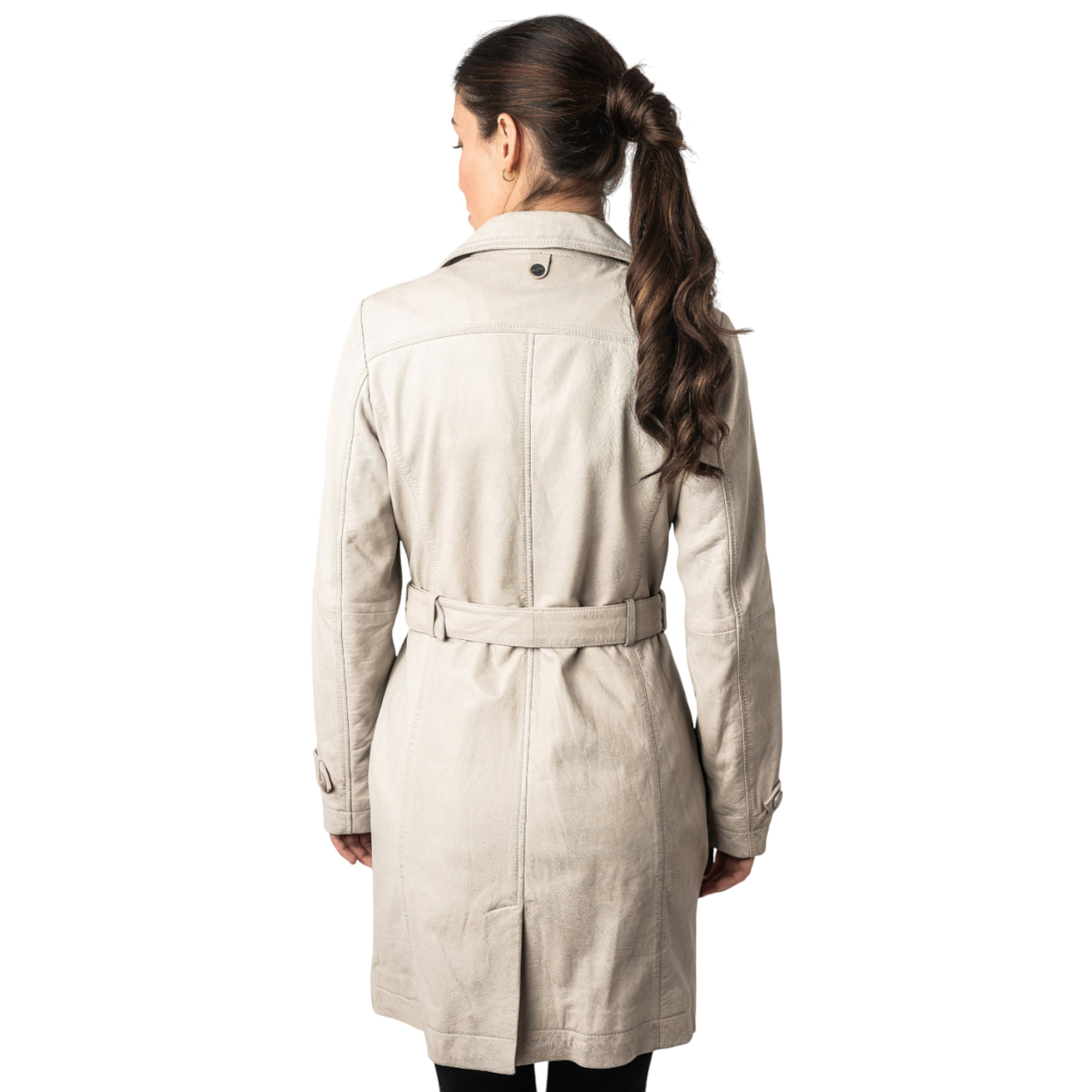 Długa skórzana kurtka damska Mauritius kość słoniowa MWLeonne – Kurtki skórzane