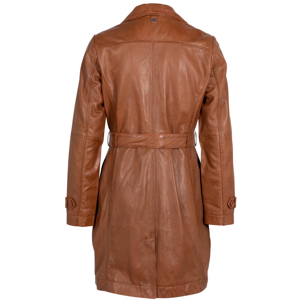 Długa skórzana kurtka damska Mauritius Cognac MWLeonne - readytowear